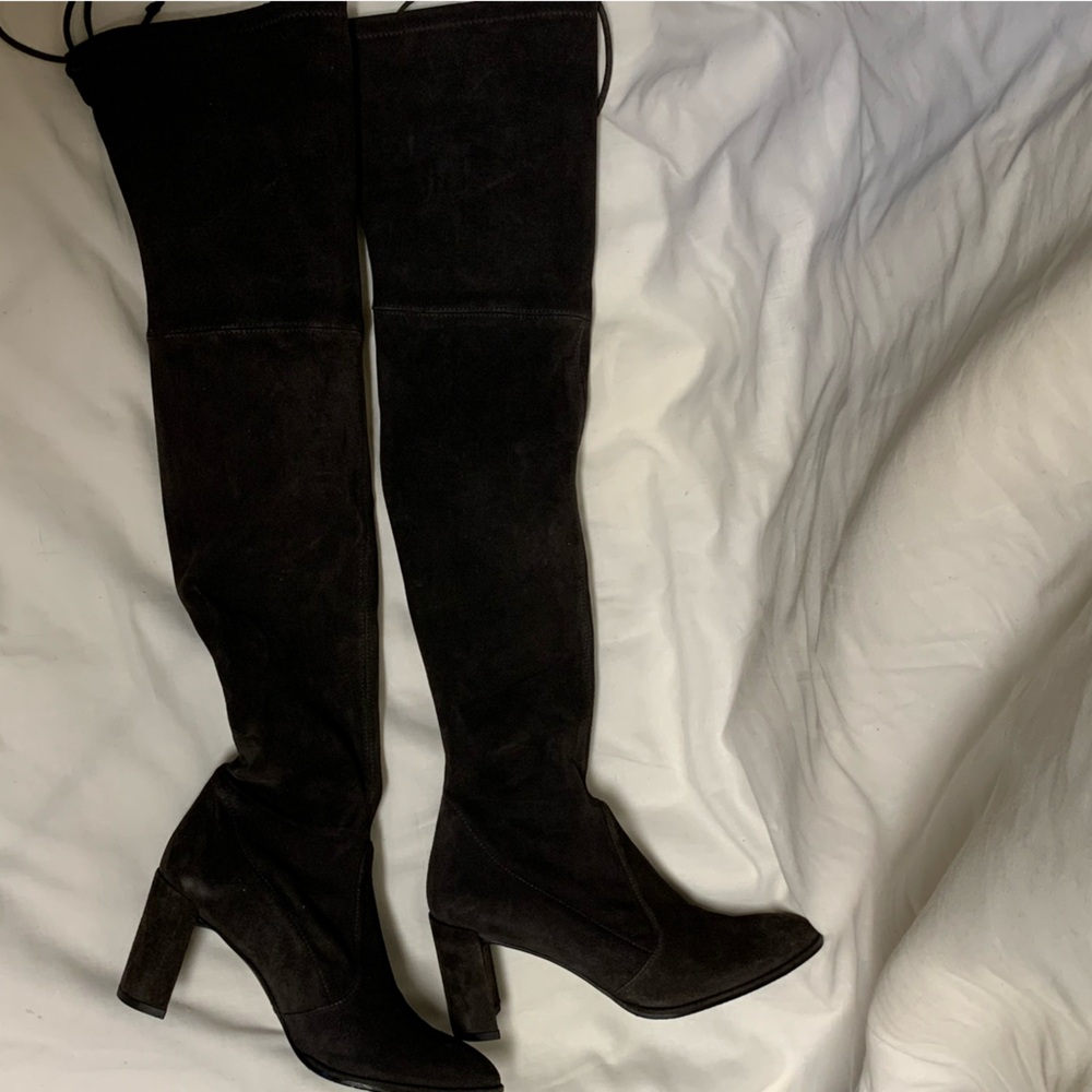 Stuart Weitzman Dark Slate Grey Suede Over-the-Knee Boots Size 6/36.5 - Picture 2 of 16